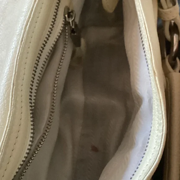 Prada Ivory Leather Shoulder Bag with Silver Buckles - Picture 11 of 15